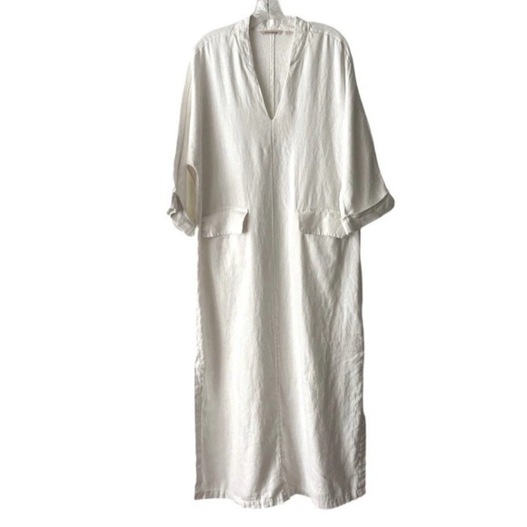 Soft Surroundings Kavala 100% Linen Size L White/Cream Dress - Picture 8 of 12